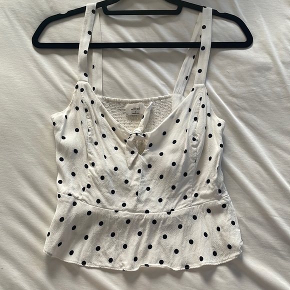Aritzia Wilfred viscose, rayon top size medium white with black polka dots - Picture 1 of 2